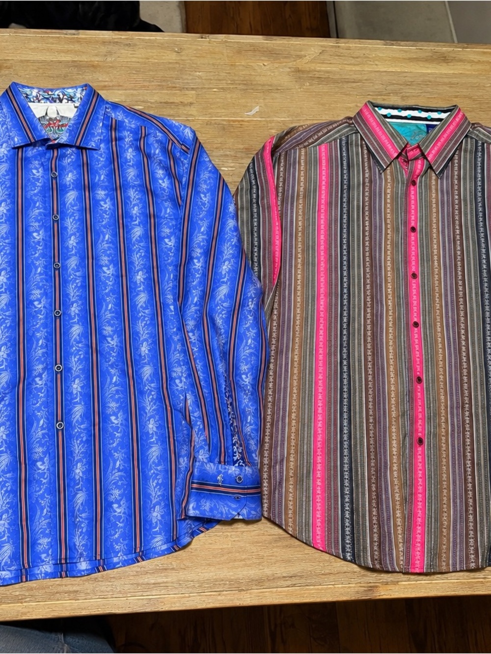 Robert Graham Men’s Blue and Brown Striped Button-Down Shirt Duo